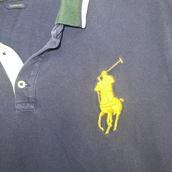 Polo Ralph Lauren Shirt Men's XXL 2XL Blue/Big Pony Rose Patch Embroider *Rare - Picture 4 of 8